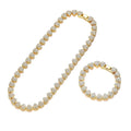 Unisex 10mm Heart Rhinestone Cuban Link Chain & Bracelet Jewelry Set