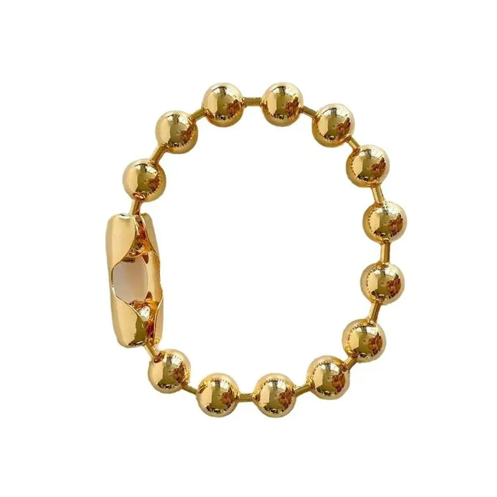 Women's Stainless Steel Spherical Bead Chain Necklace & Bracelet Gold Jewelry