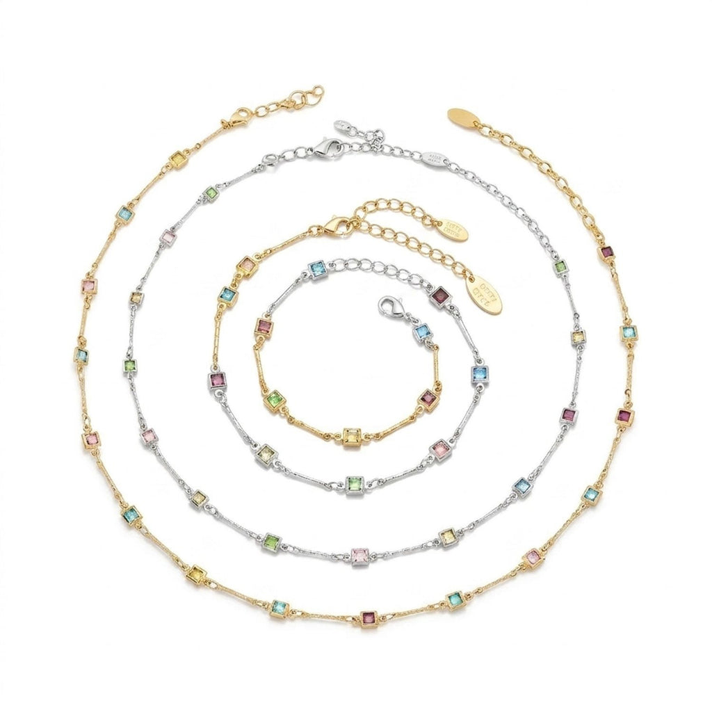 18K Gold-Plated Glass Bead Necklace & Bracelet Set — all variants