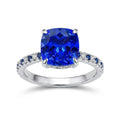 2 Carat Blue Spinel Cushion Cut Light-Changing Open Ring for Women