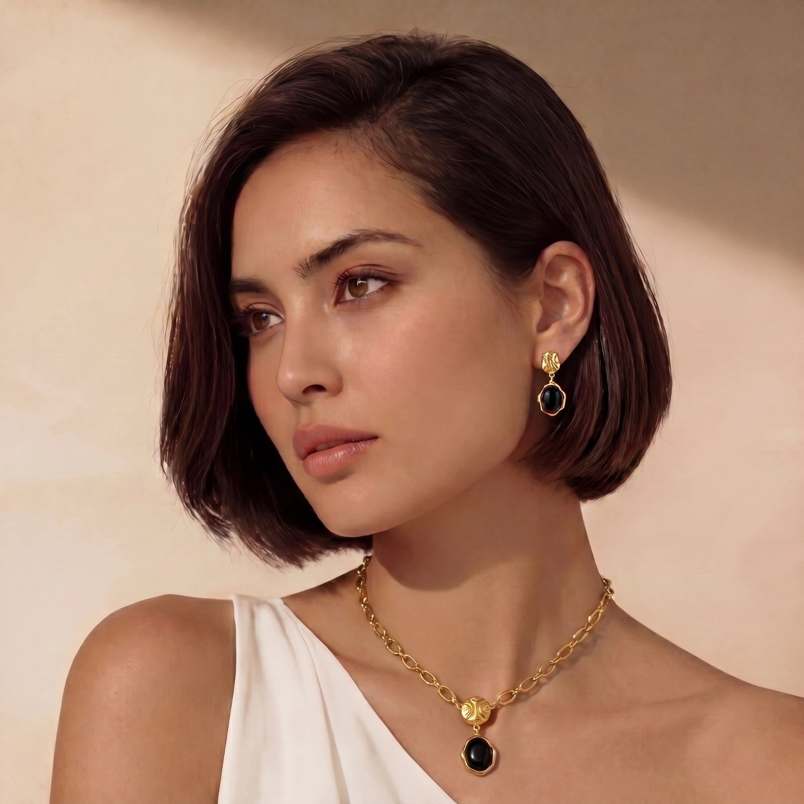 Ripple Drop Agate Earrings by Linda's Look