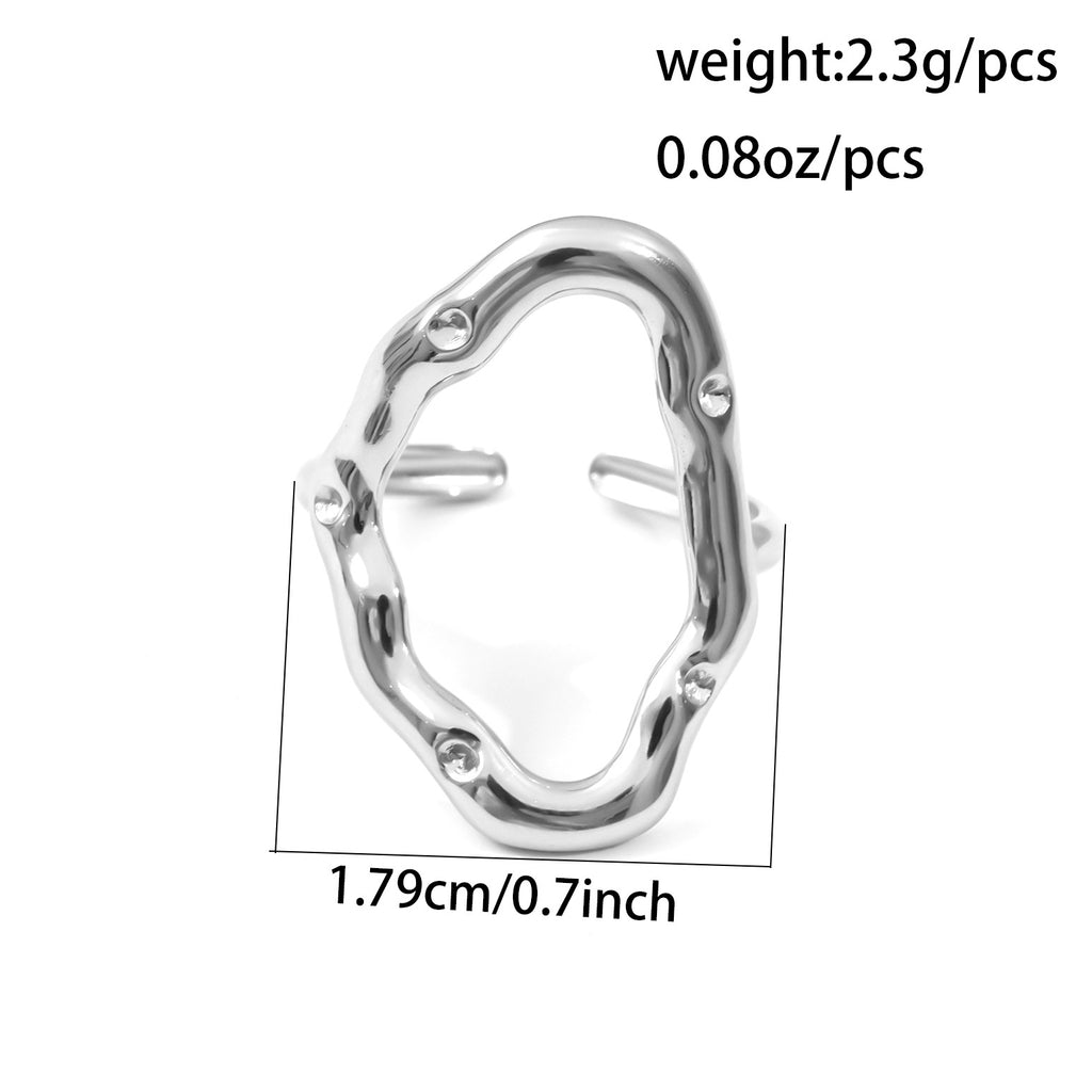 Womens Fashionable Hollow Geometric Ring In Stainless Steel