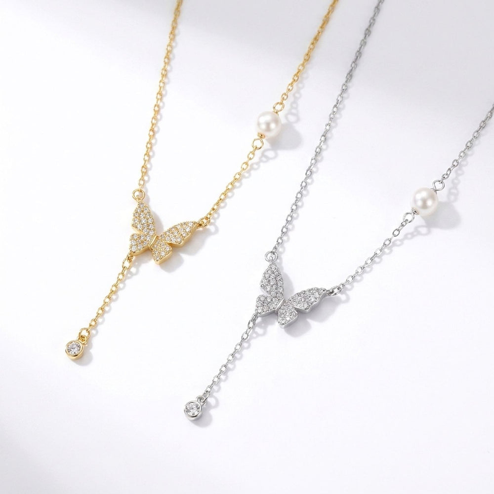 999 Fine Silver Butterfly Tassel Pendant Necklace for Women, Adjustable Chain