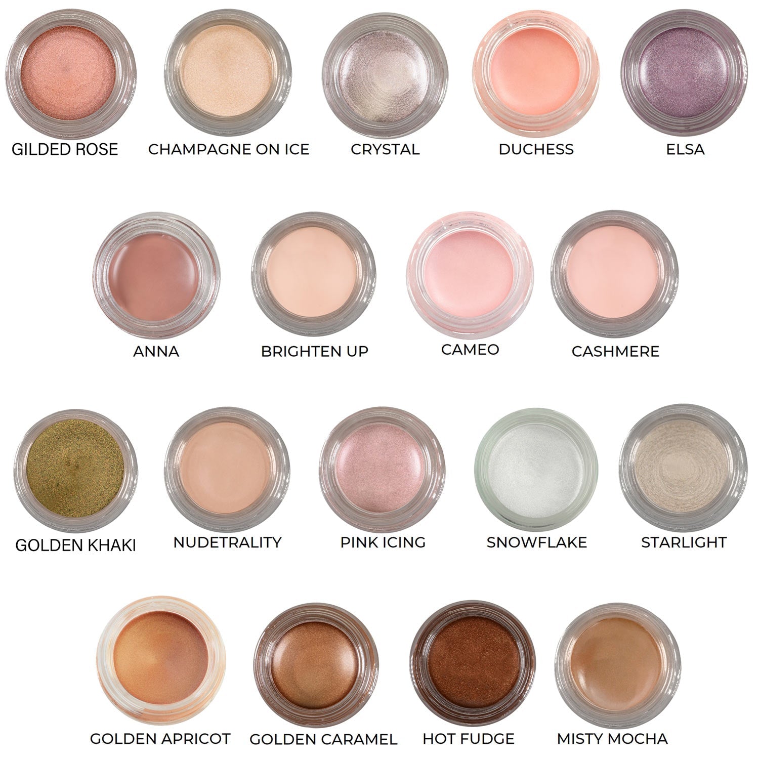 Any Wear Creme available in 18 shades chart