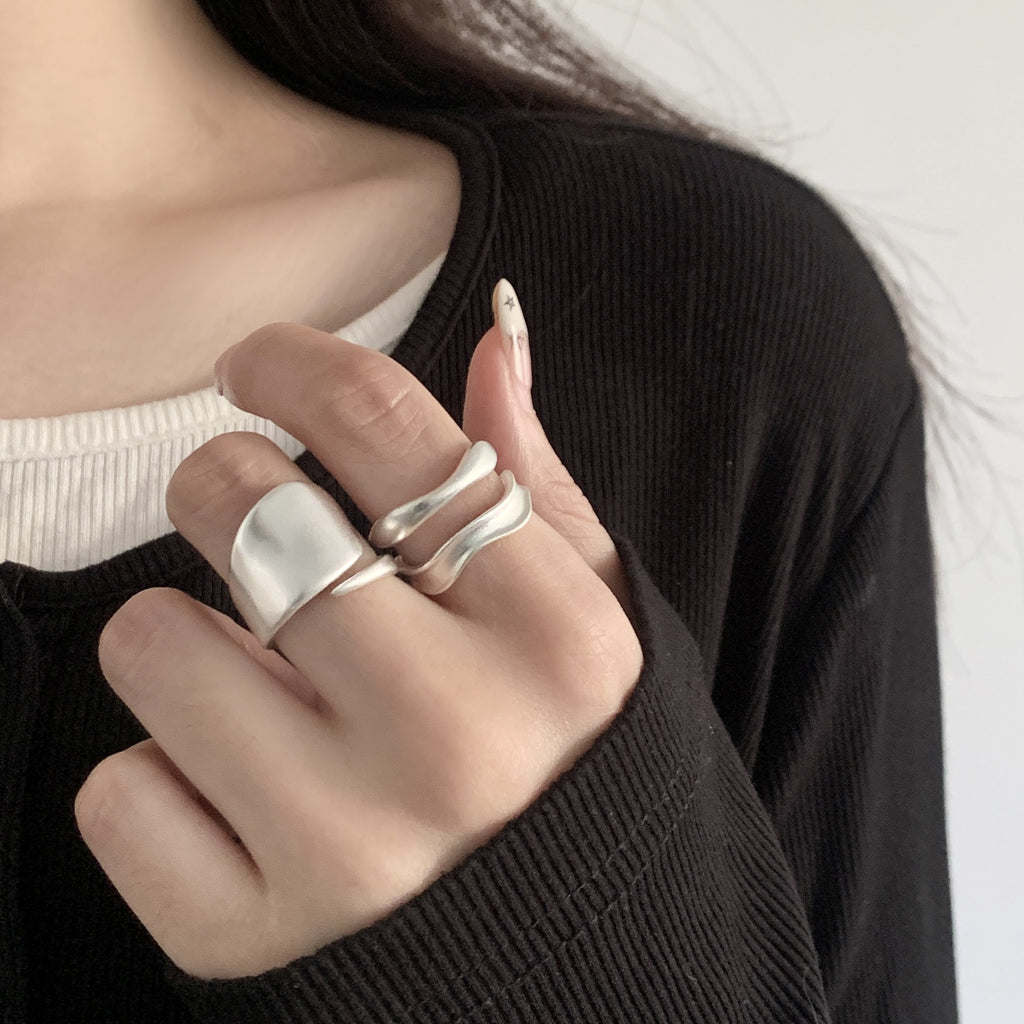 Ainera Matte Irregular Geometric Open Ring