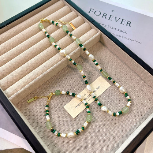 Green Aventurine & Freshwater Pearl Necklace or Bracelet