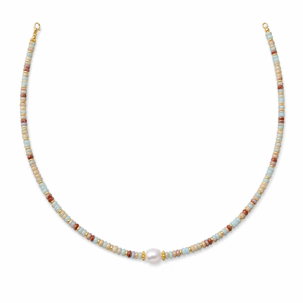 Natural Shoushan Stone Beaded Necklace