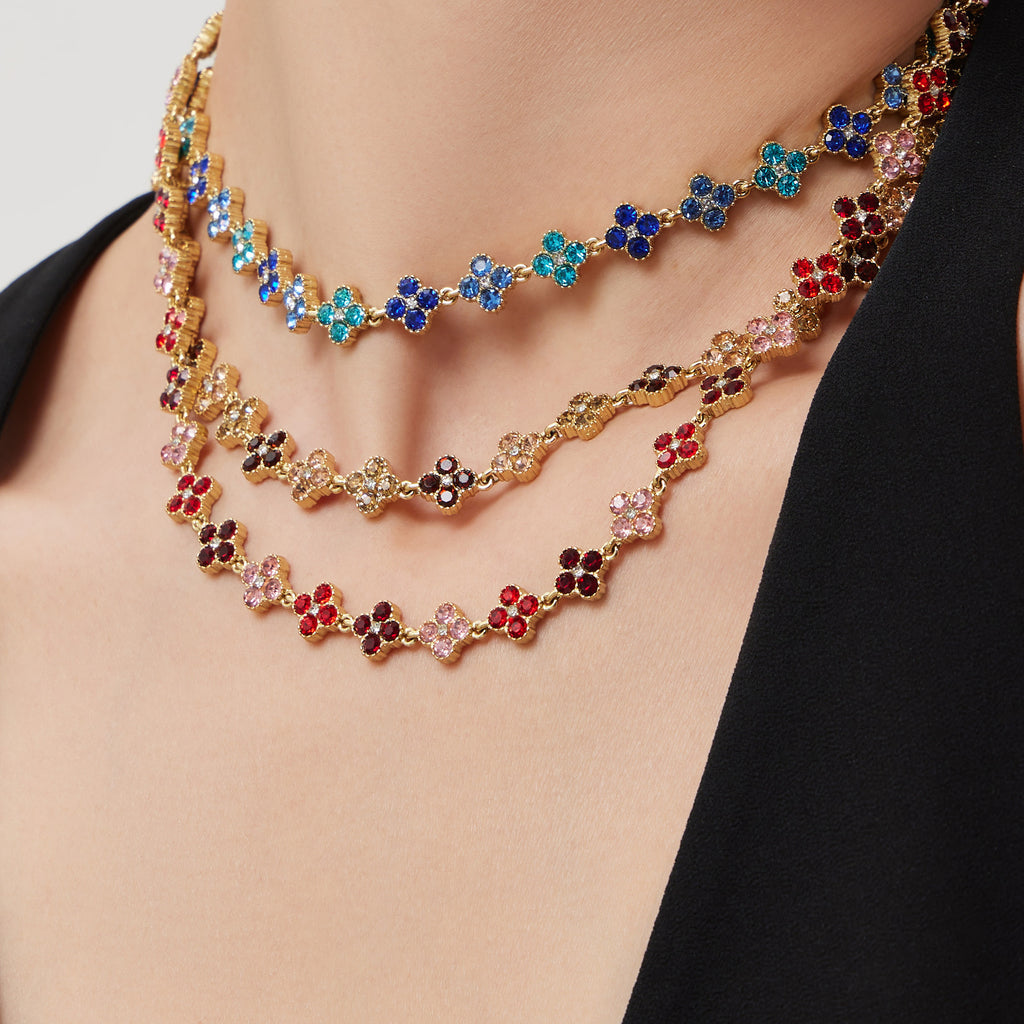 June Moshang Colored Zircon Four-Leaf Clover Jewelry Set (TXP533)
