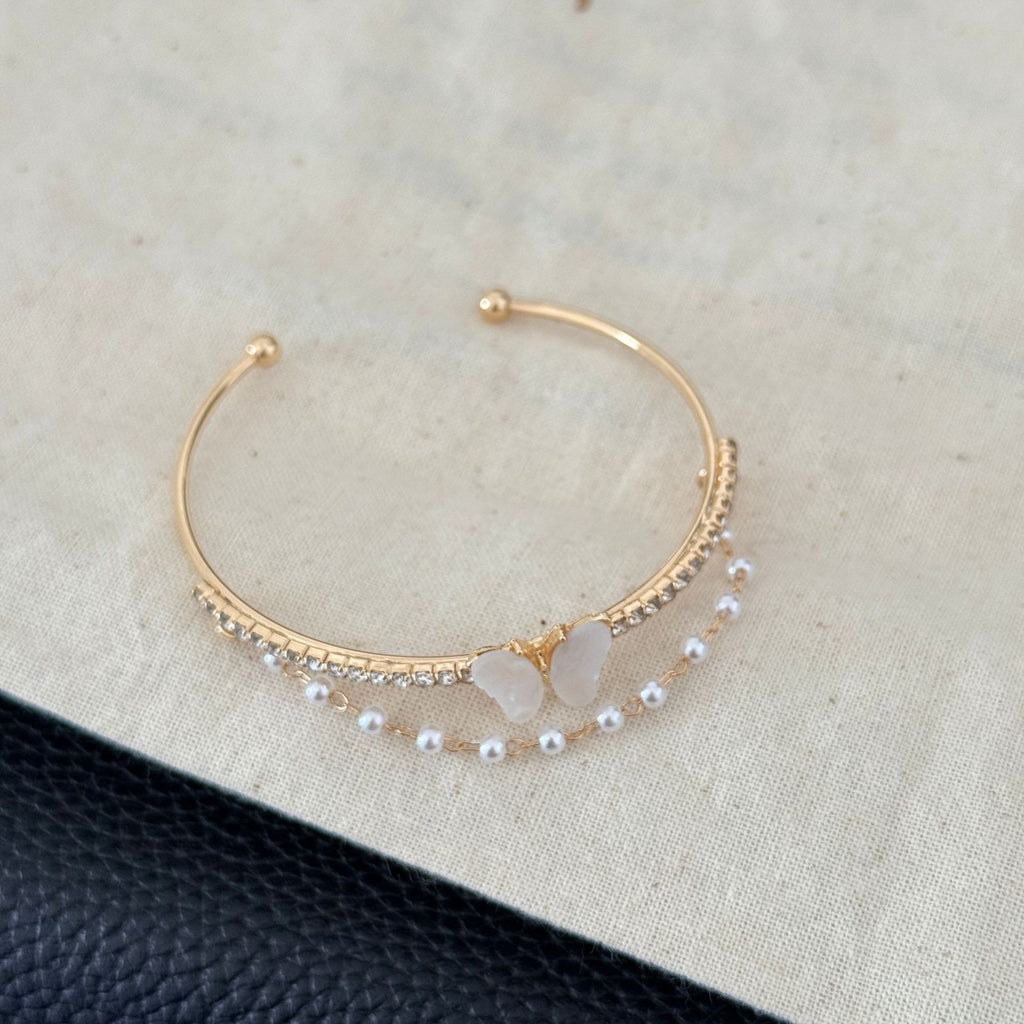 Aurora Butterfly Zircon Open Cuff Bracelet