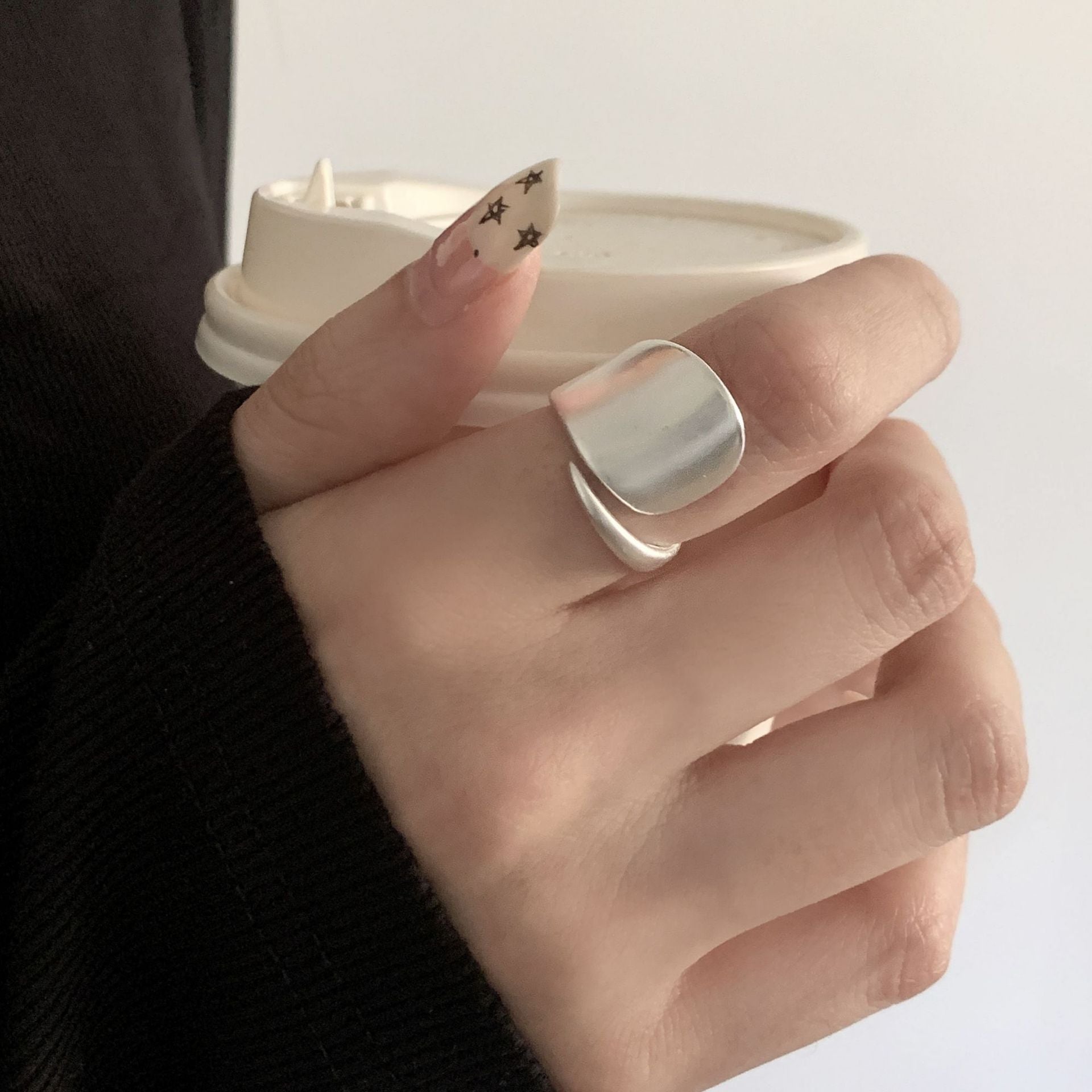 Ainera Matte Irregular Geometric Open Ring