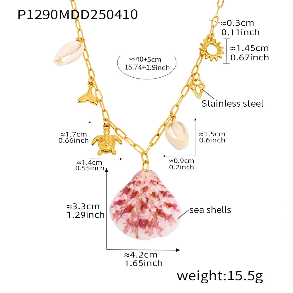 June Moshang Ocean Necklace – natural stone and shell finish detail