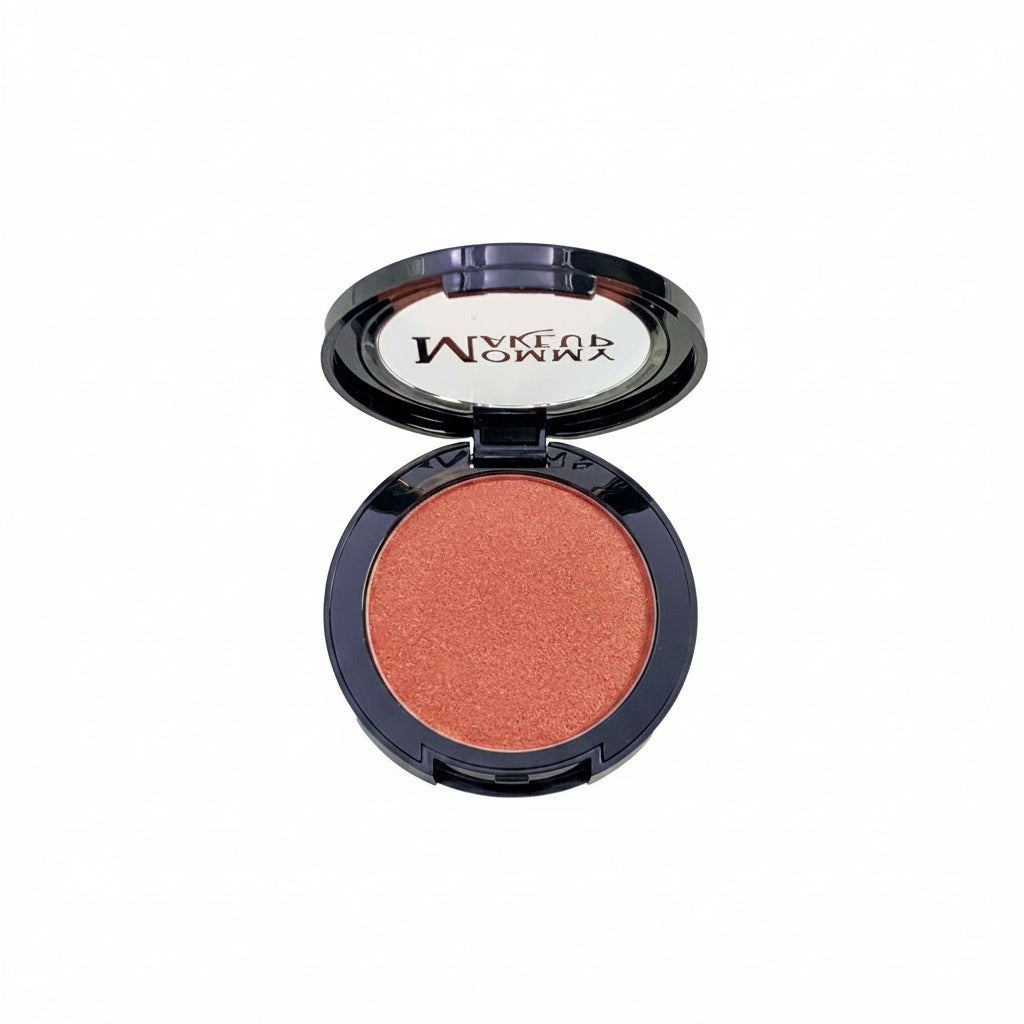 Makeup compact with peach color and 'Winky Lux' branding on a white background