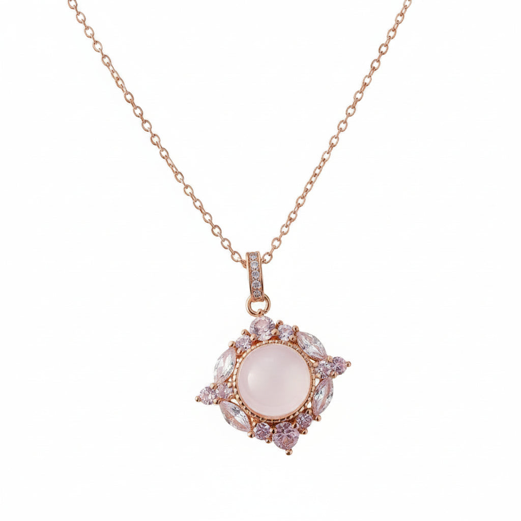 Necklace with a pendant on a dark fabric background