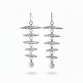 Linda's Look Cascading Pearl Tassel Earrings - Openwork Floral Brass Drops