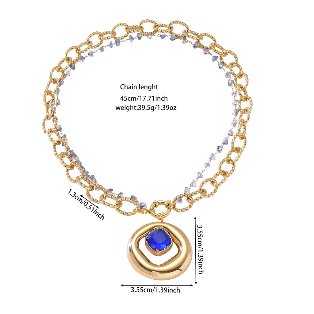 Double-Layer Sunflower Gemstone Necklace - zhn10165