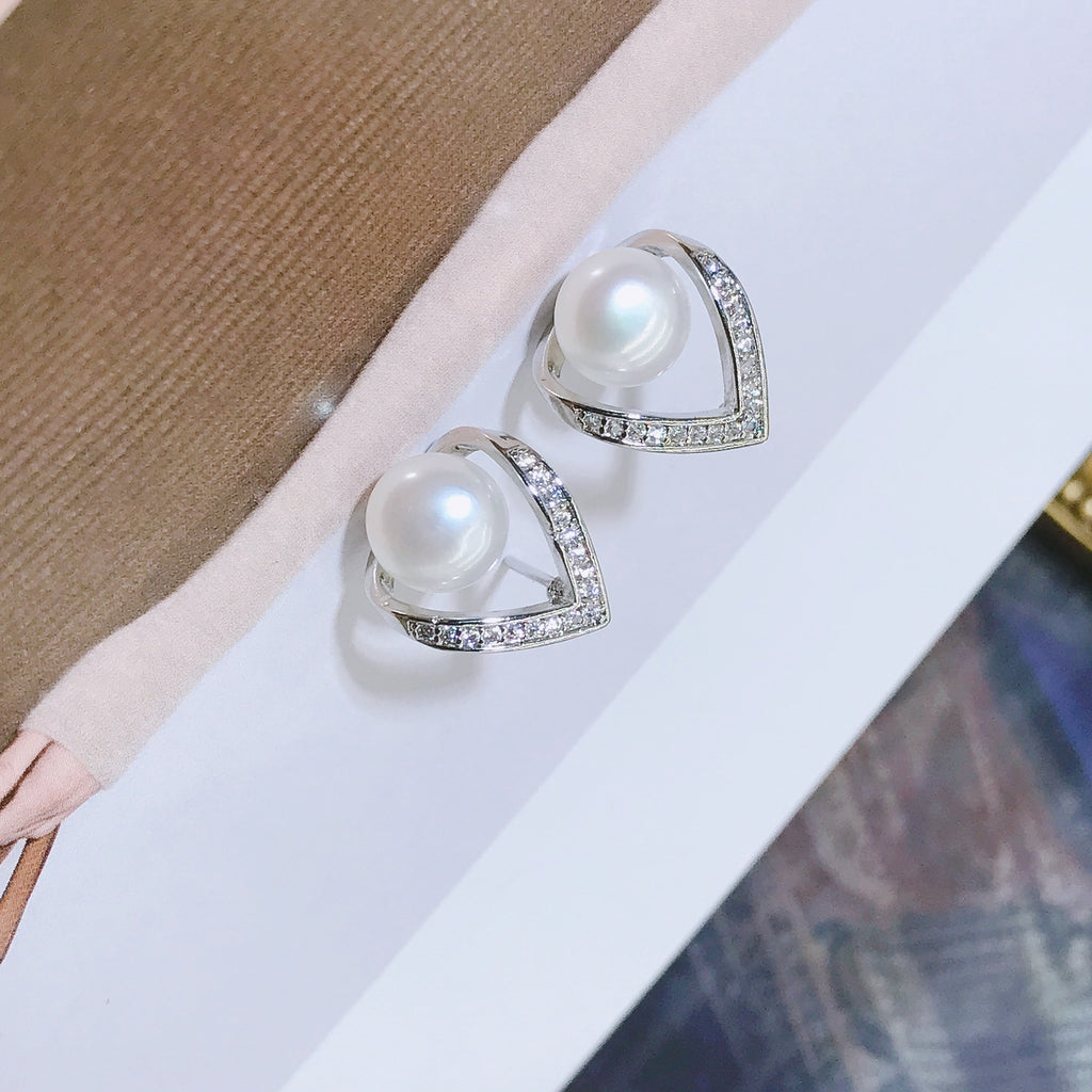 Shishang 18K Gold Freshwater Pearl Stud Earrings