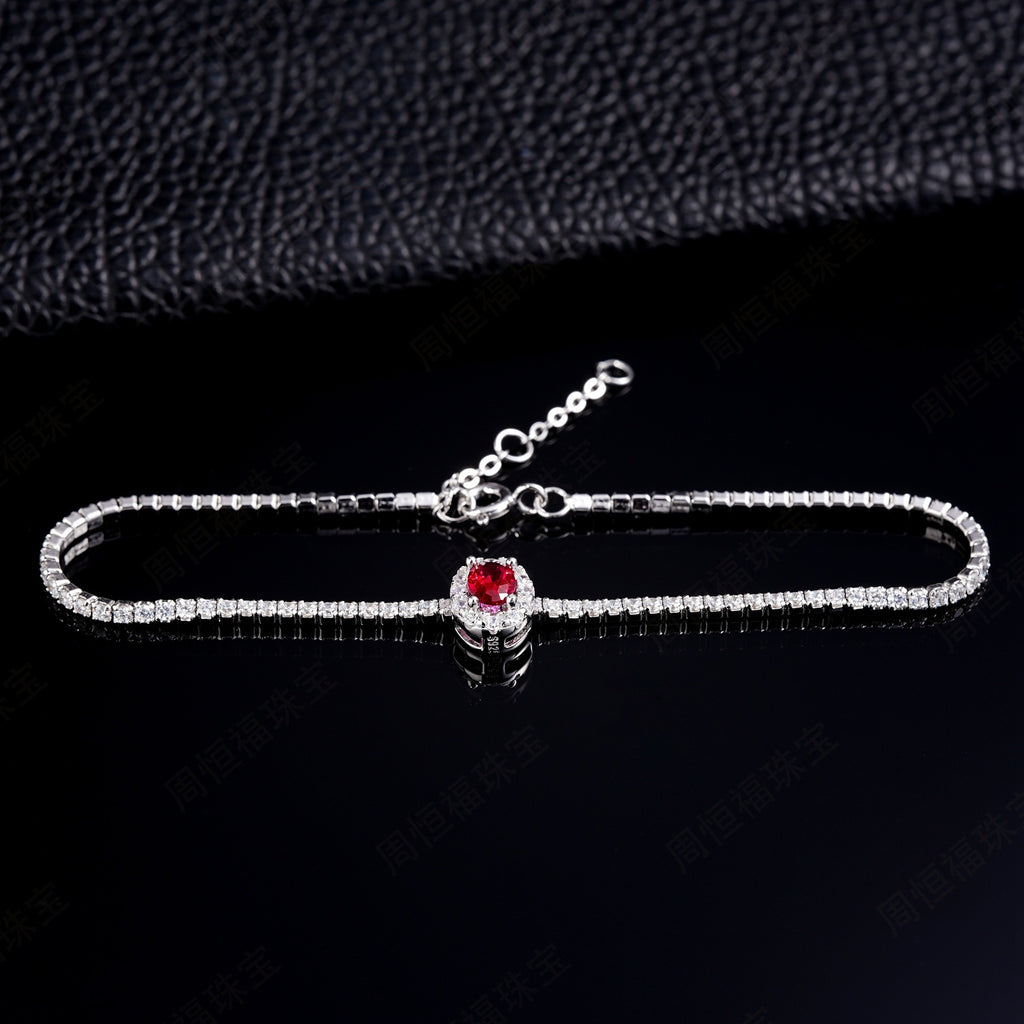 Zhouhengfu Jewelry Created Ruby S925 Silver Bracelet