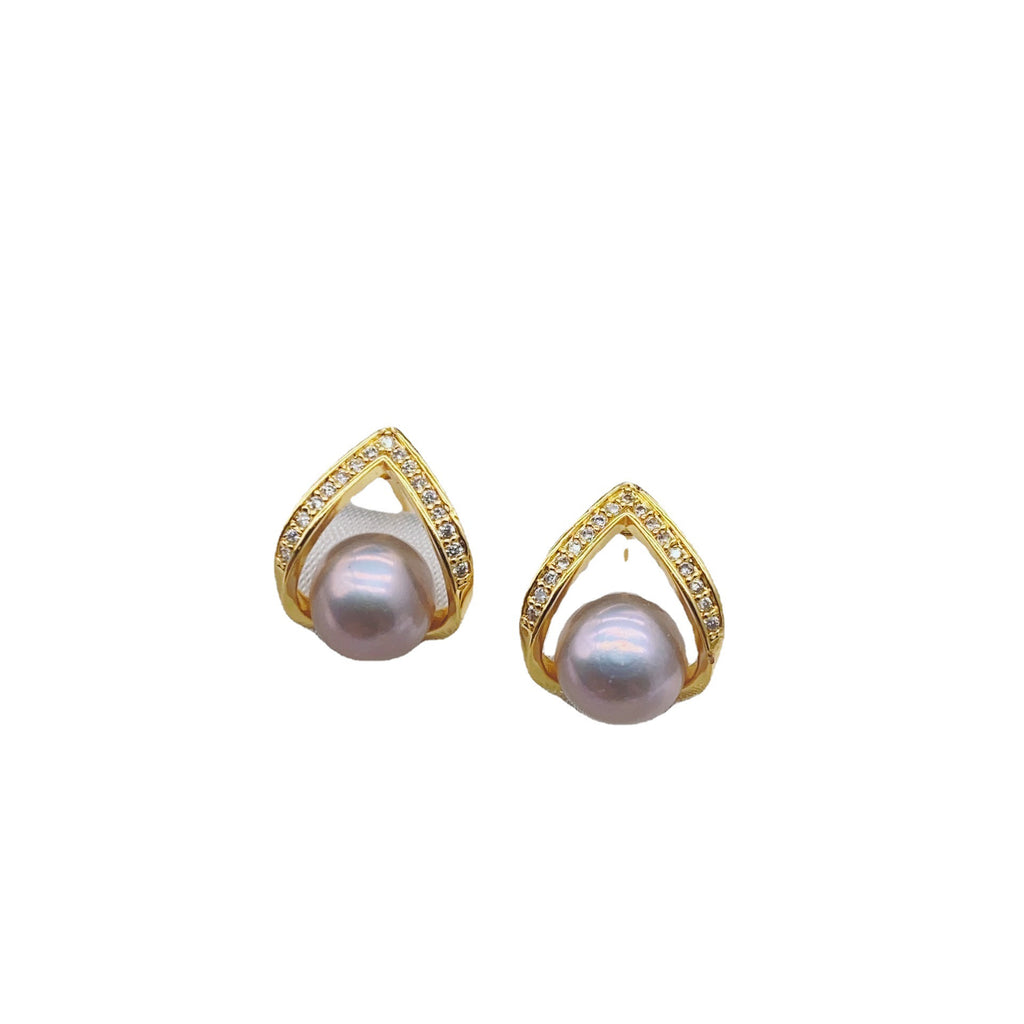 Shishang 18K Gold Freshwater Pearl Stud Earrings
