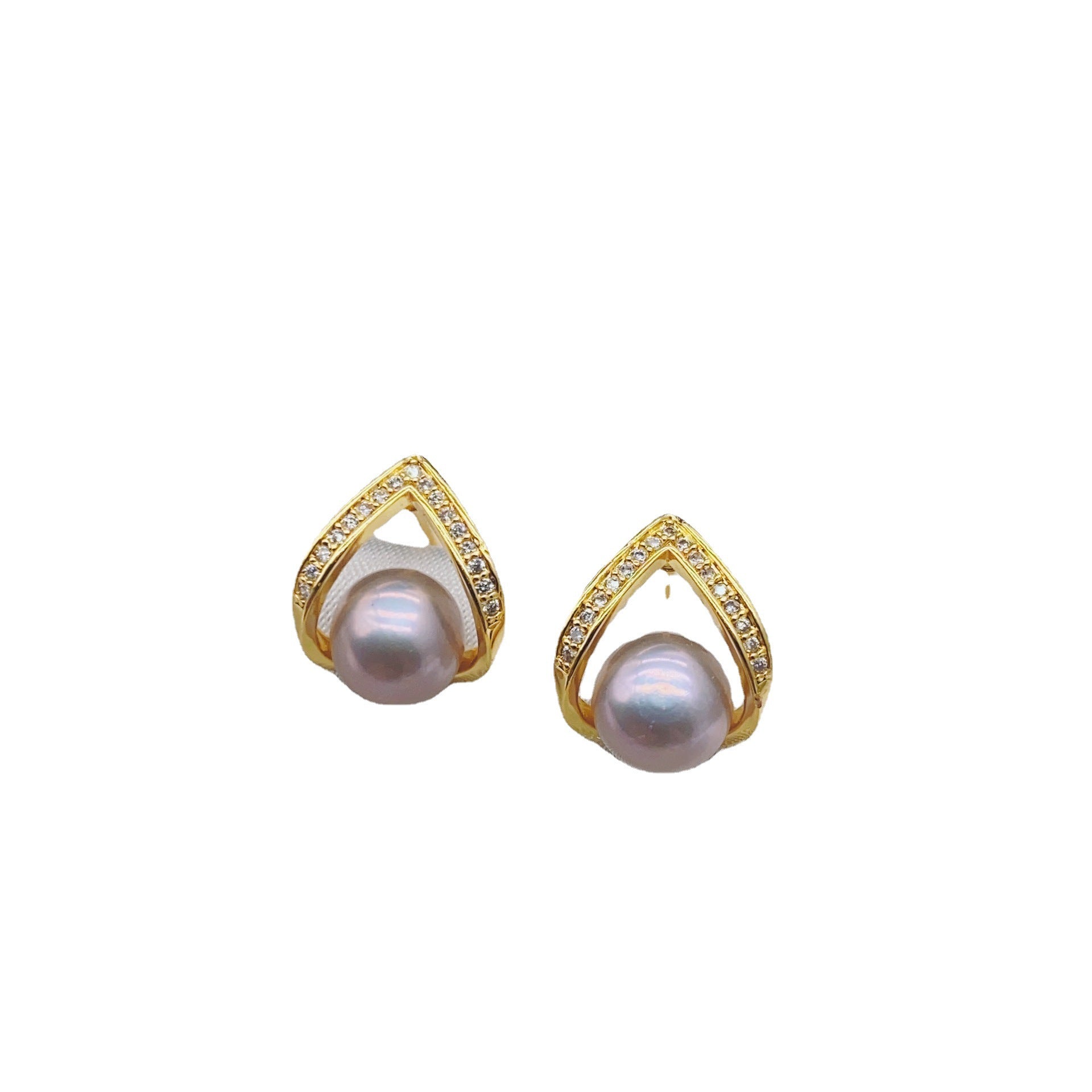Shishang 18K Gold Freshwater Pearl Stud Earrings
