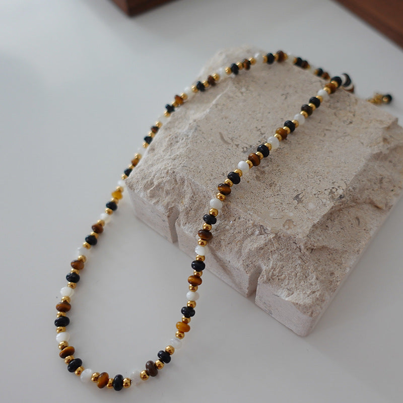 Little Charm Shoushan Necklace – side profile on model