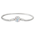 Silver Tone Snake Chain Charm Bracelet for Women with Enamel & Cubic Zirconia Clasp