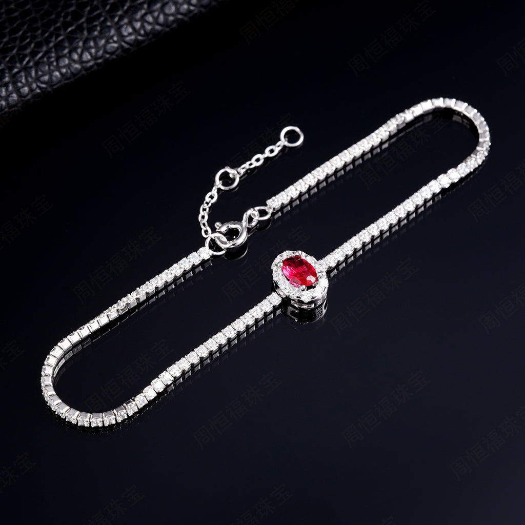 Zhouhengfu Jewelry Created Ruby S925 Silver Bracelet