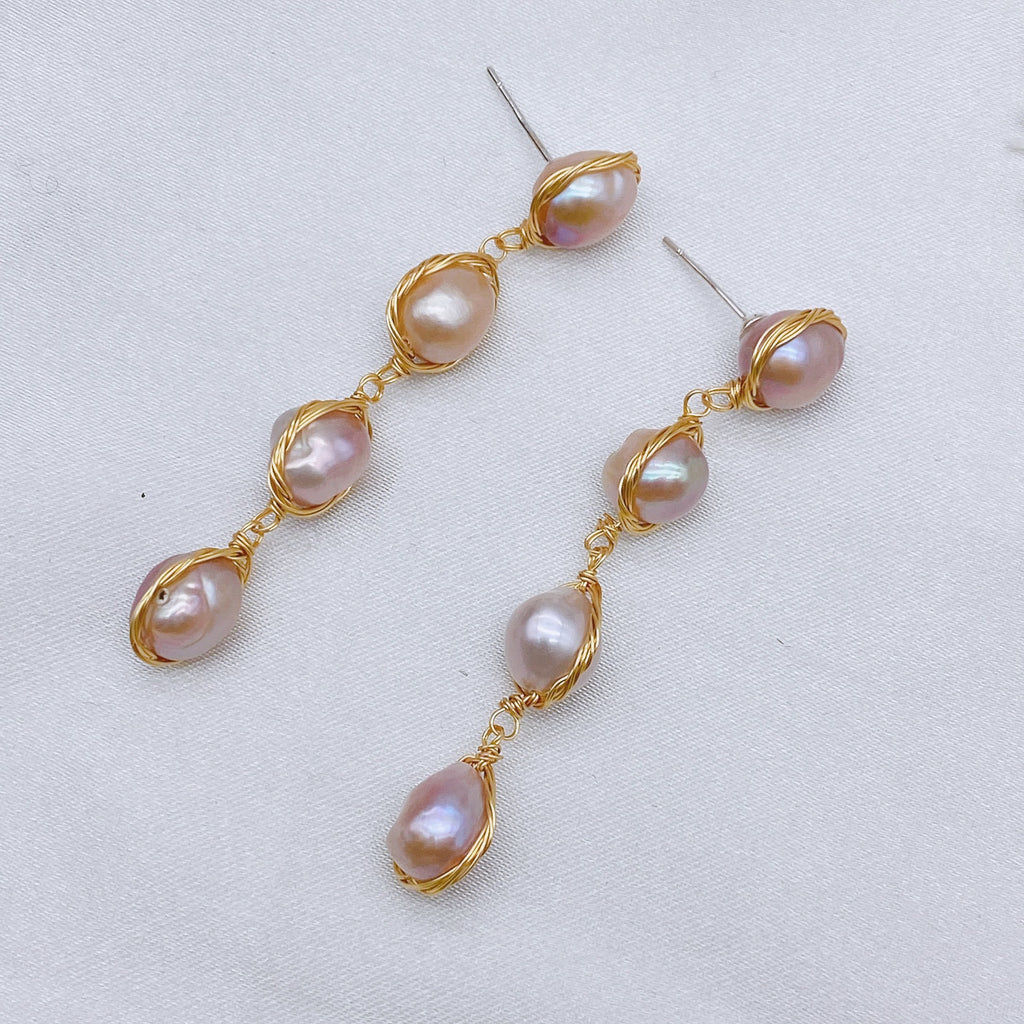 Linda's Look Baroque Pearl Drop Earrings - Handmade Freshwater Pearls on Sterling Silver Posts