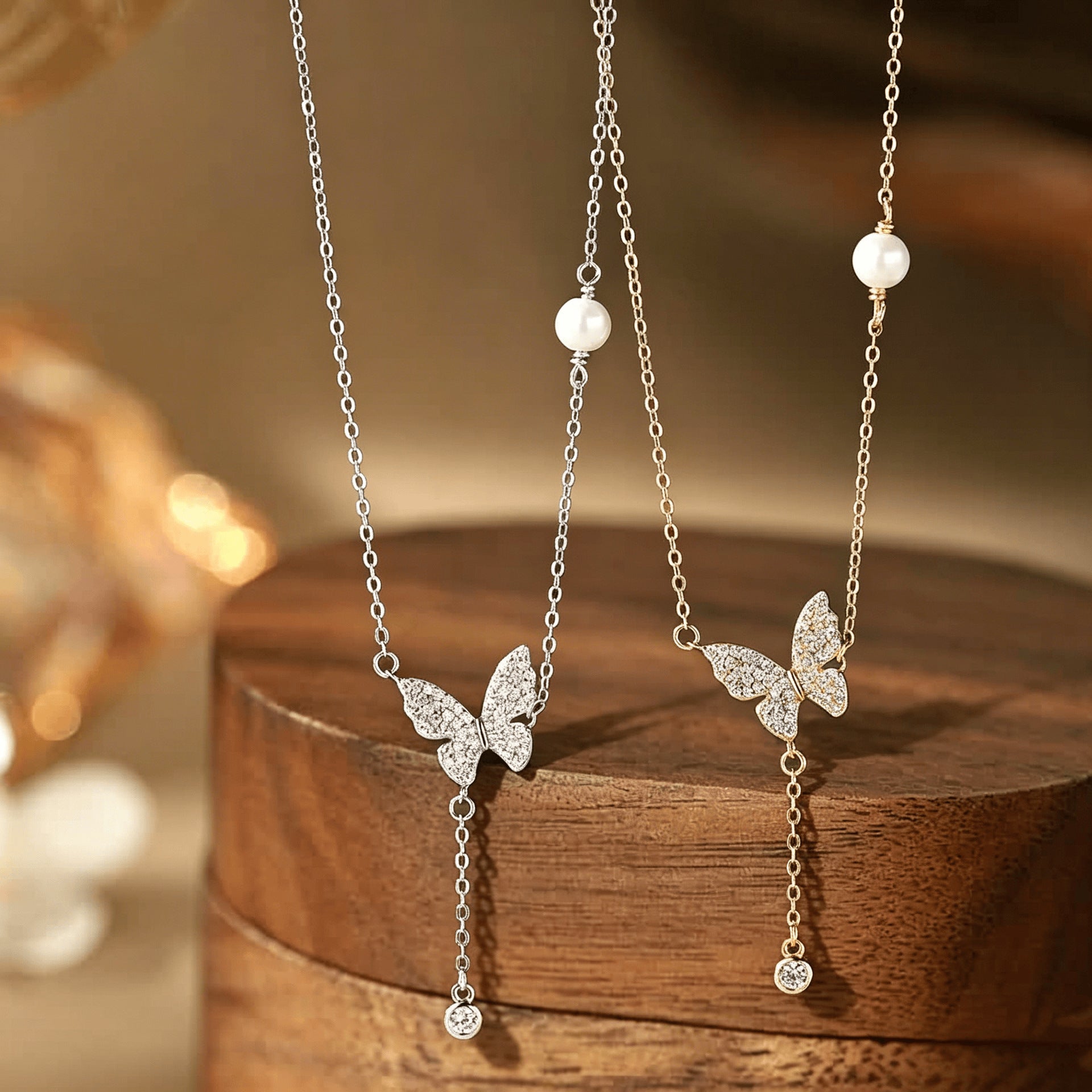 Weiyinge 999 Fine Silver Butterfly Tassel Necklace