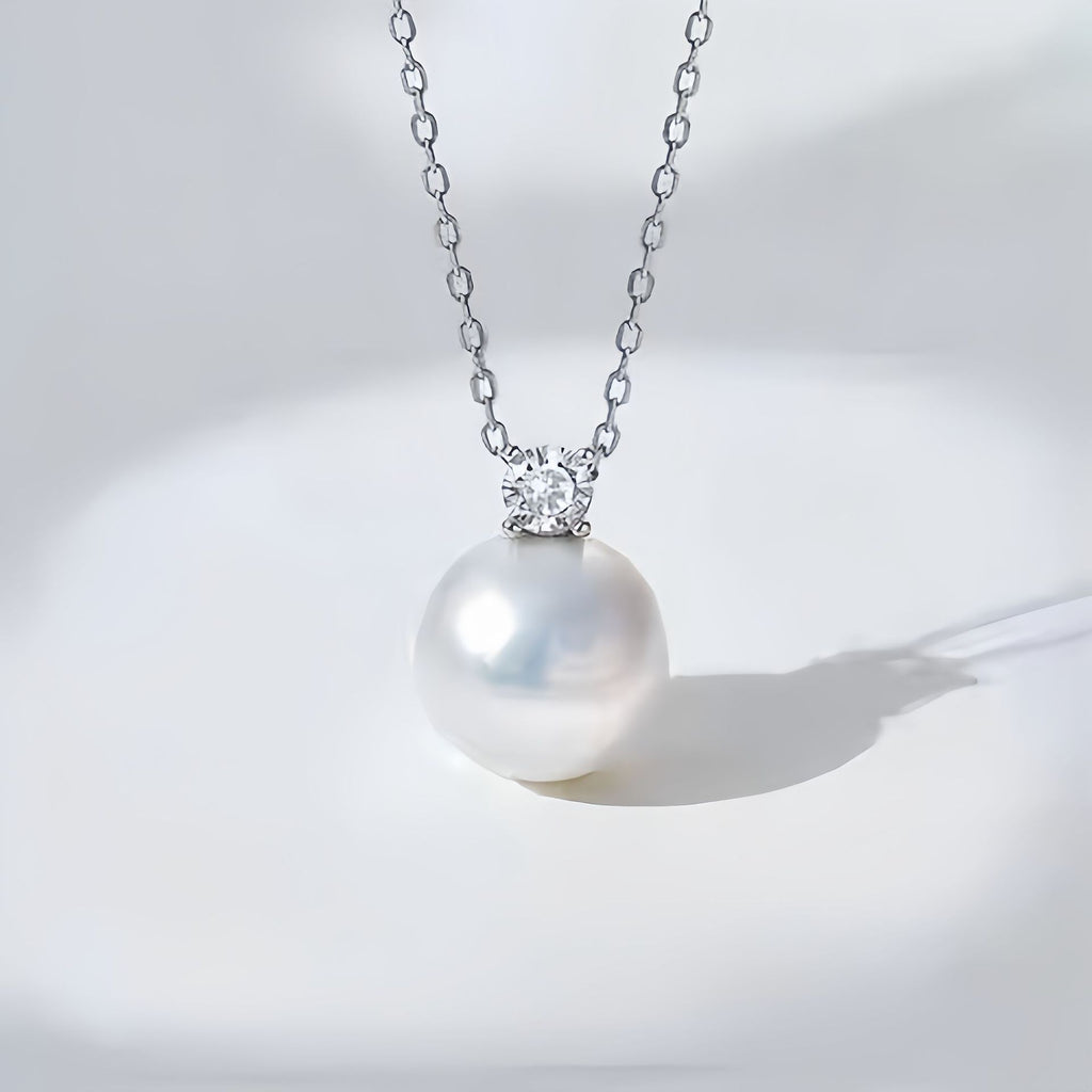 Linda's Look Pearl Drop Long Sweater Chain Necklace in White Gold Tone