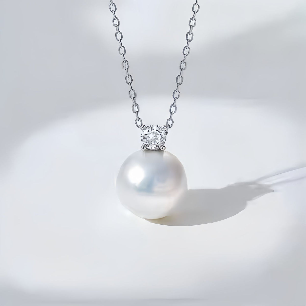 Linda's Look Pearl Drop Long Sweater Chain Necklace in White Gold Tone