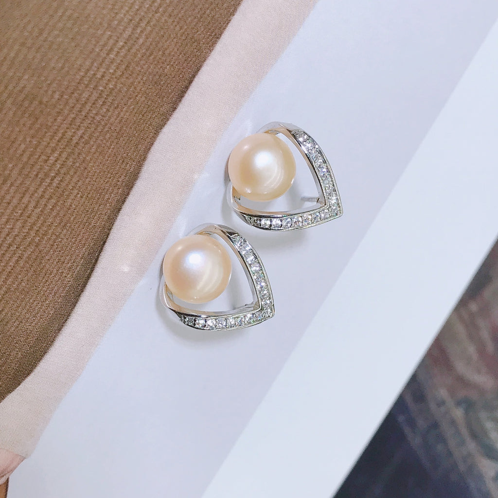 Shishang 18K Gold Freshwater Pearl Stud Earrings