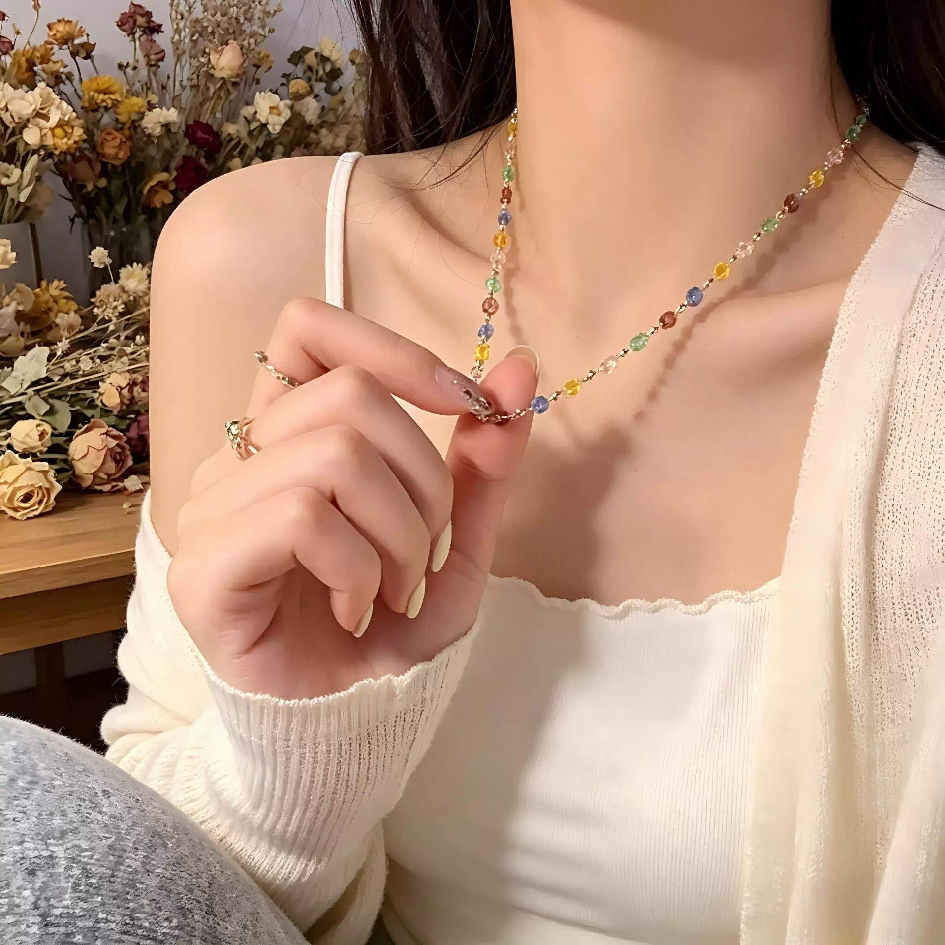 Natural Stone Color-Block Necklace