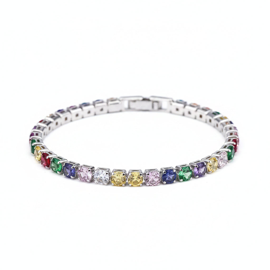 Classic 4mm Cubic Zirconia Tennis Bracelet - Gold & White Gold