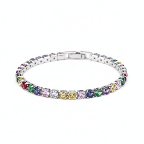 Classic 4mm Cubic Zirconia Tennis Bracelet - Gold & White Gold