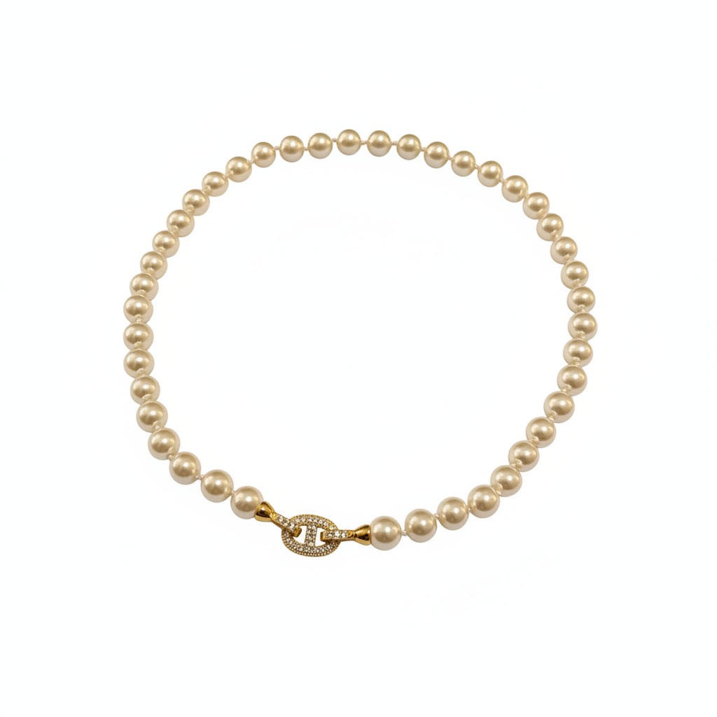 Piaoyan Horseshoe-Clasp Pearl Necklace