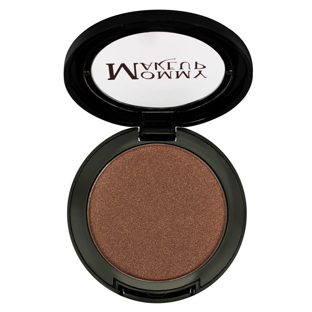 Open makeup compact with brown powder 