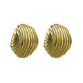 Pair of gold earrings on a white background
