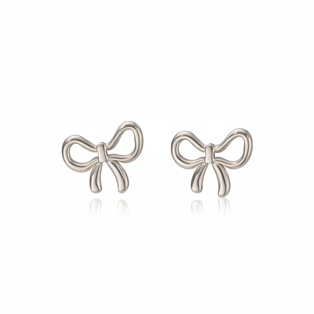Silver bow-shaped earrings 