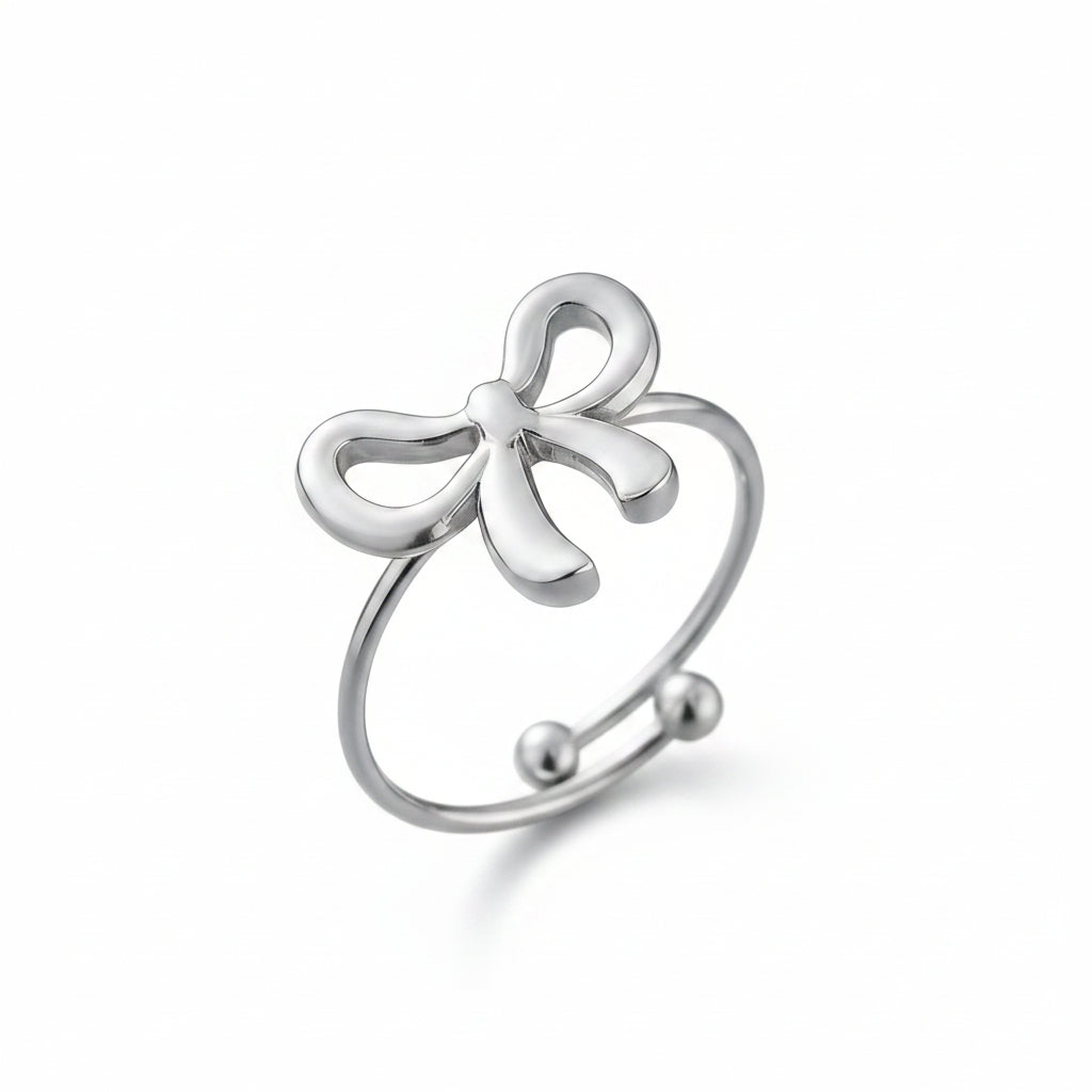 Silver bow-shaped ring

