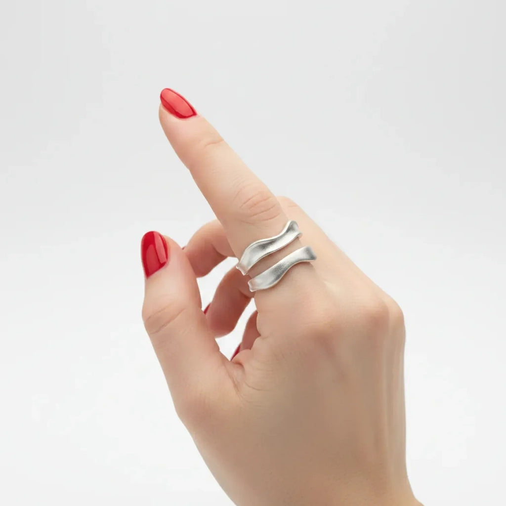 Ainera Matte Irregular Geometric Open Ring