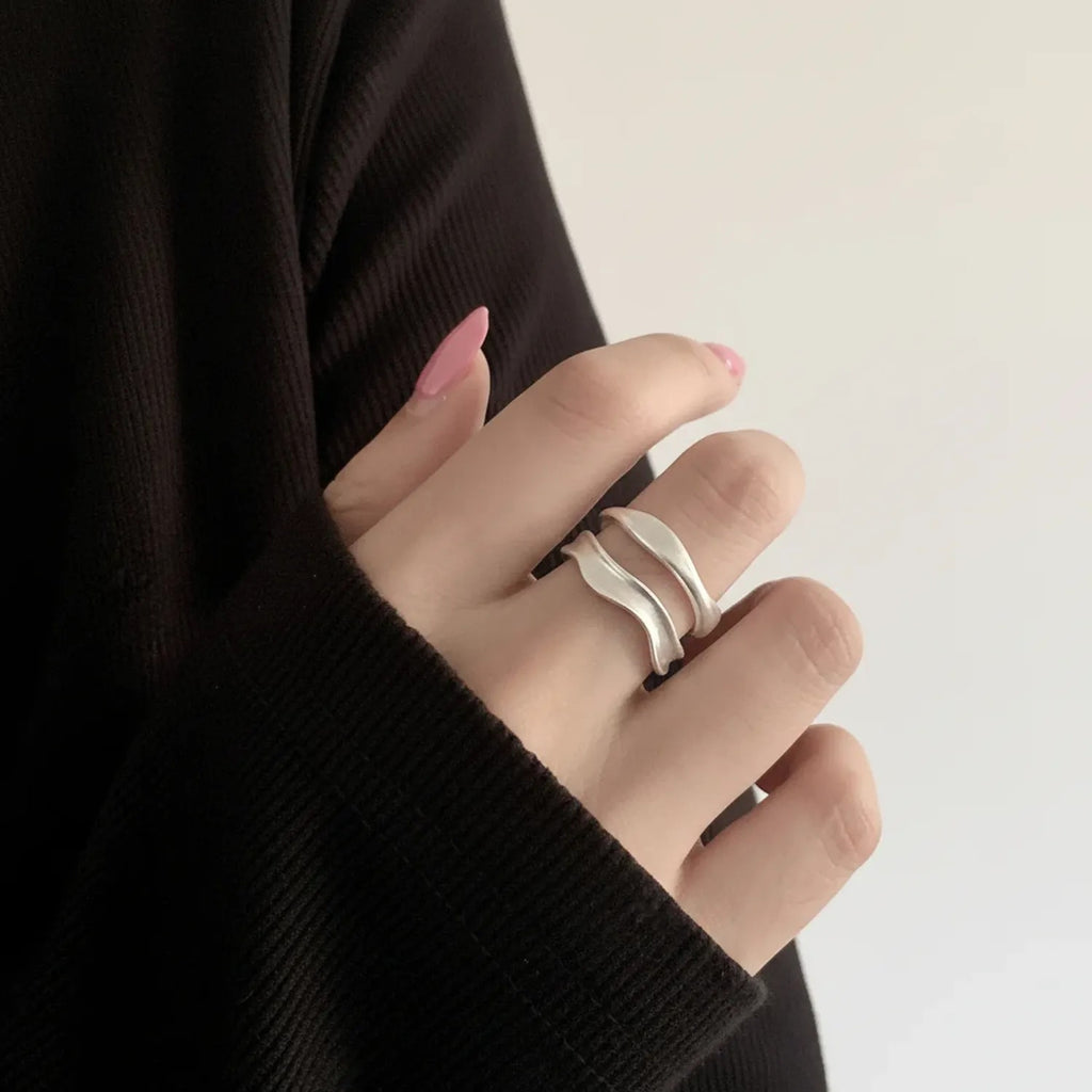 Ainera Matte Irregular Geometric Open Ring