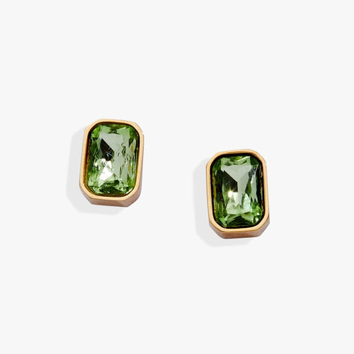 ALEX AND ANI — August Emerald-Cut Birthstone Stud Earrings