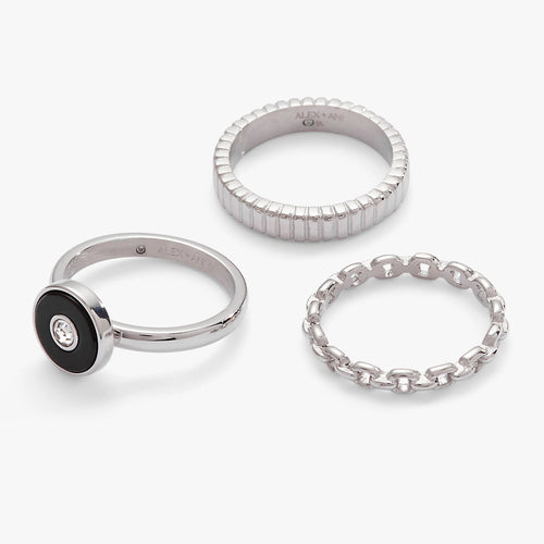 ALEX AND ANI — Black Onyx Ring Set of 3