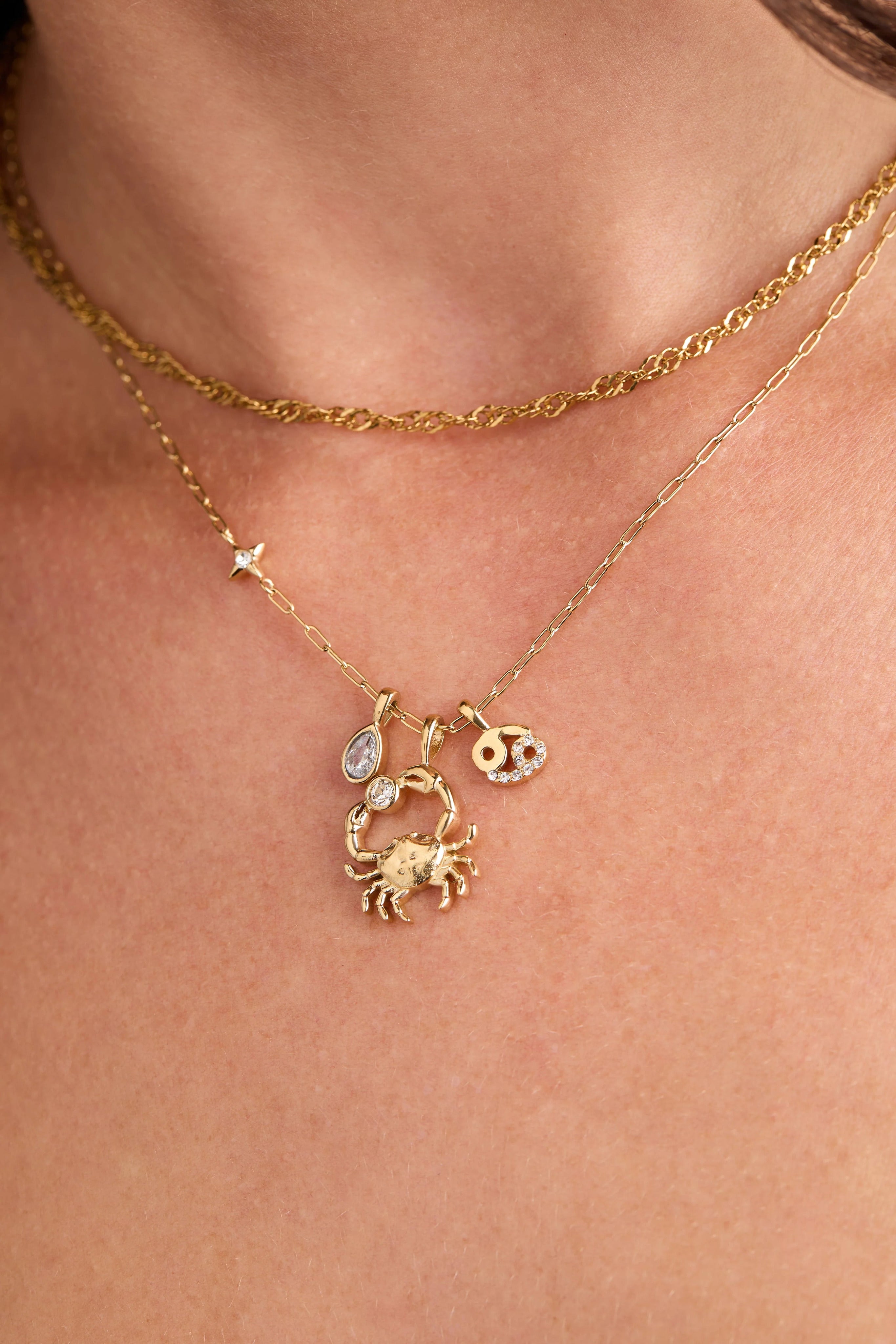 ALEX AND ANI — Cancer Zodiac Charm Cluster Necklace