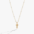 ALEX AND ANI — Cross 4:13 Pearl Rosary Chain Pendant Necklace