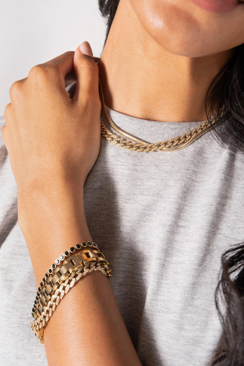 ALEX AND ANI — Crystal Pave Curb Chain Necklace