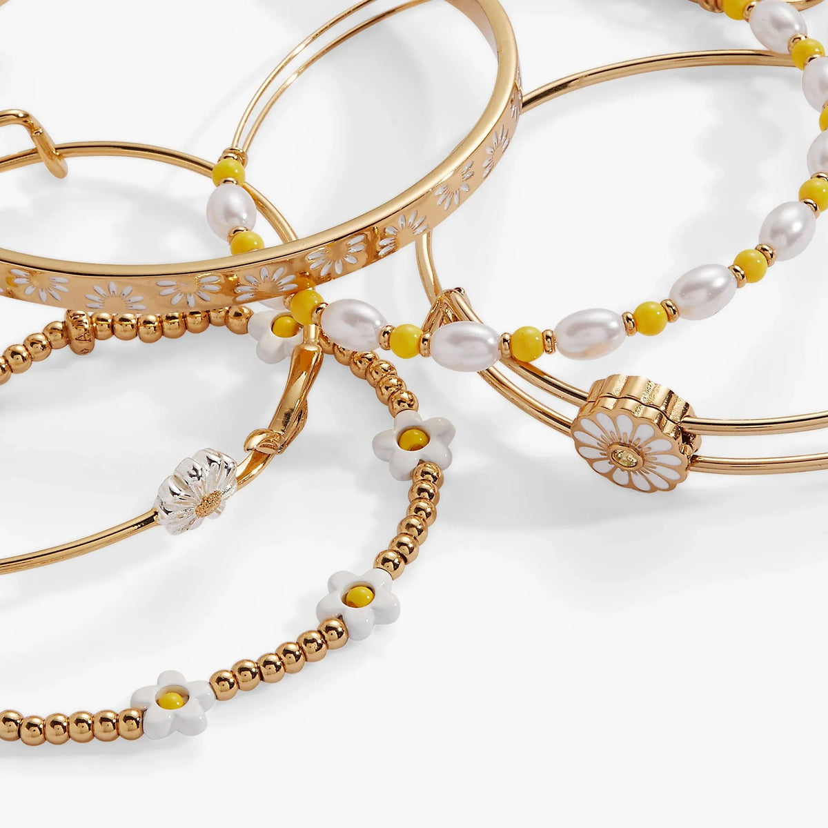 ALEX AND ANI — Daisy Flower Beaded Bangle Set of 5