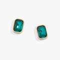 ALEX AND ANI — December Emerald-Cut Birthstone Stud Earrings
