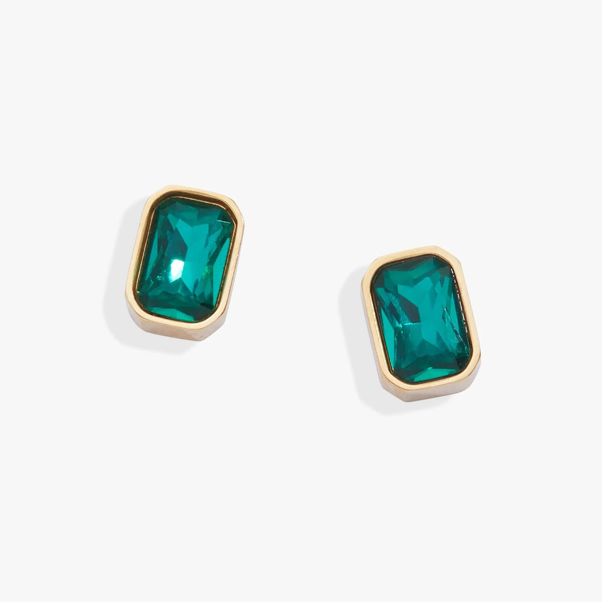 ALEX AND ANI — December Emerald-Cut Birthstone Stud Earrings