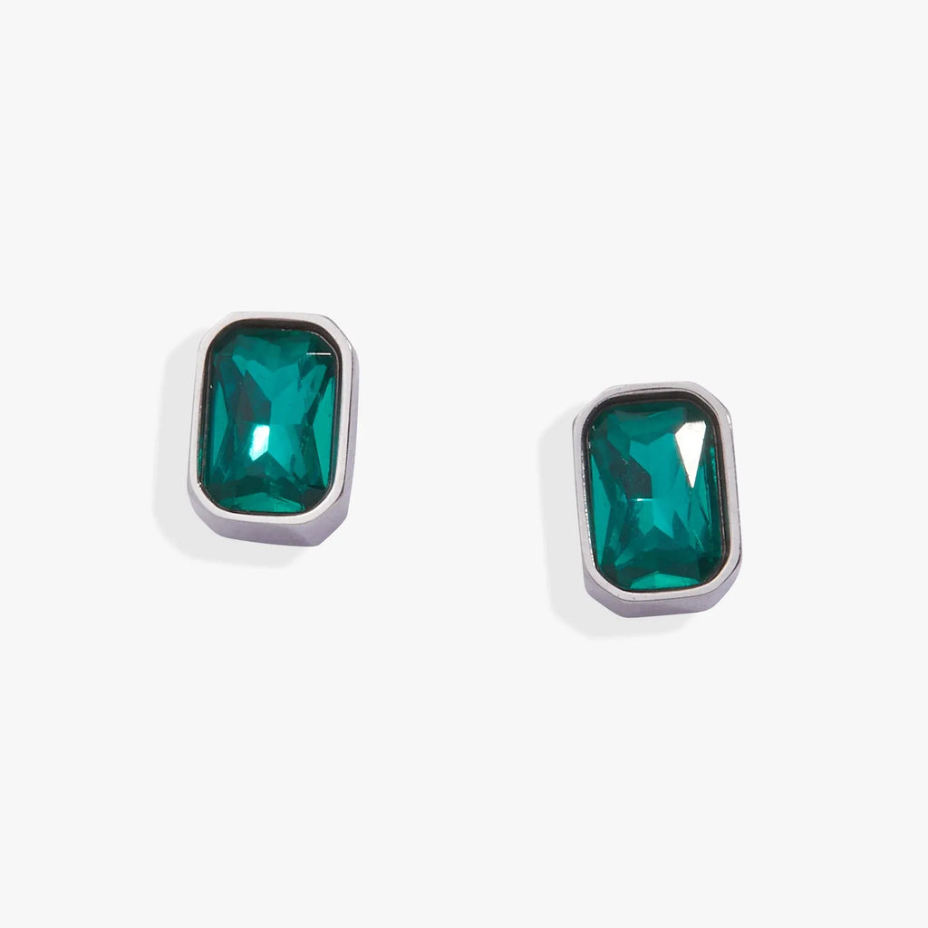 ALEX AND ANI — December Emerald-Cut Birthstone Stud Earrings